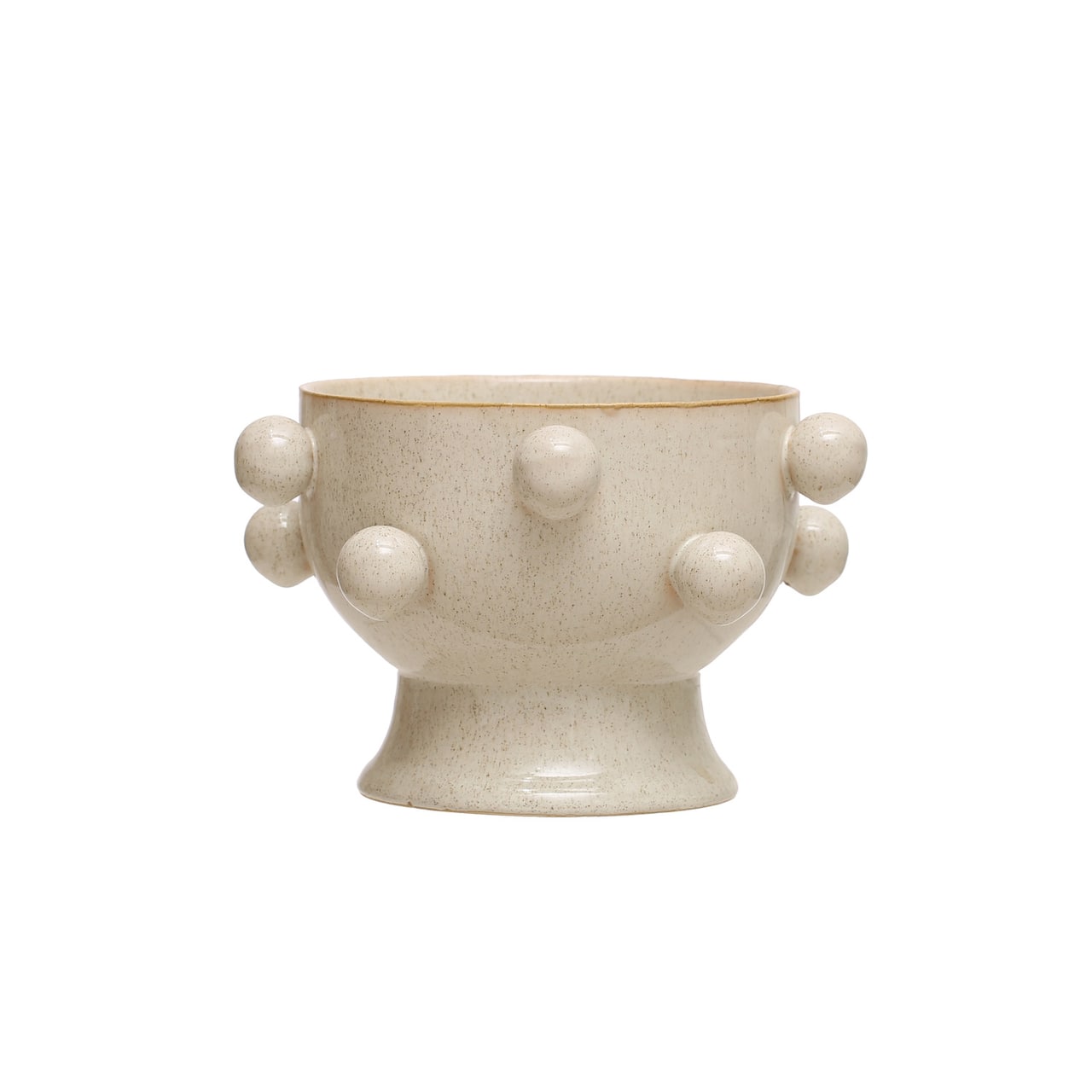 Hello Honey® 9" Speckled Cream Round Stoneware Planter with Orbs